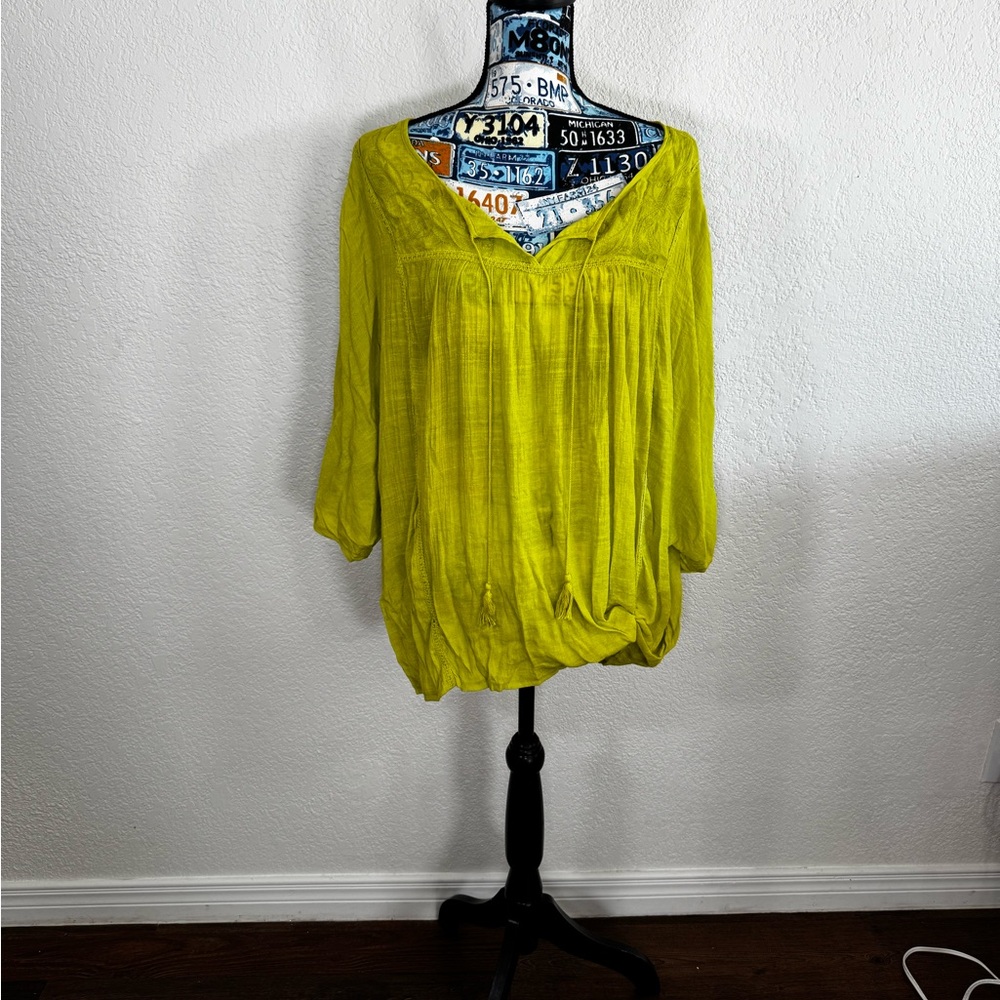Unique Spectrum Lime Green Blouse
